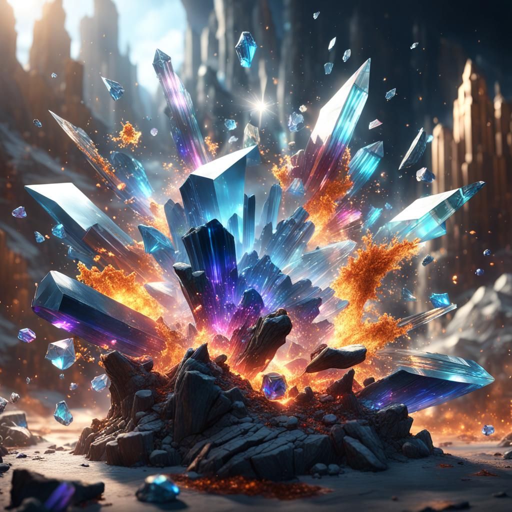 Exploding Crystal Shards: Fantasy Concept Art
