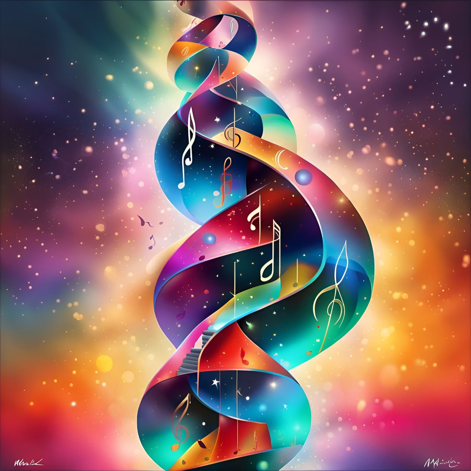 Spiraling Musical Stairway to Heaven: Hyperrealistic Art