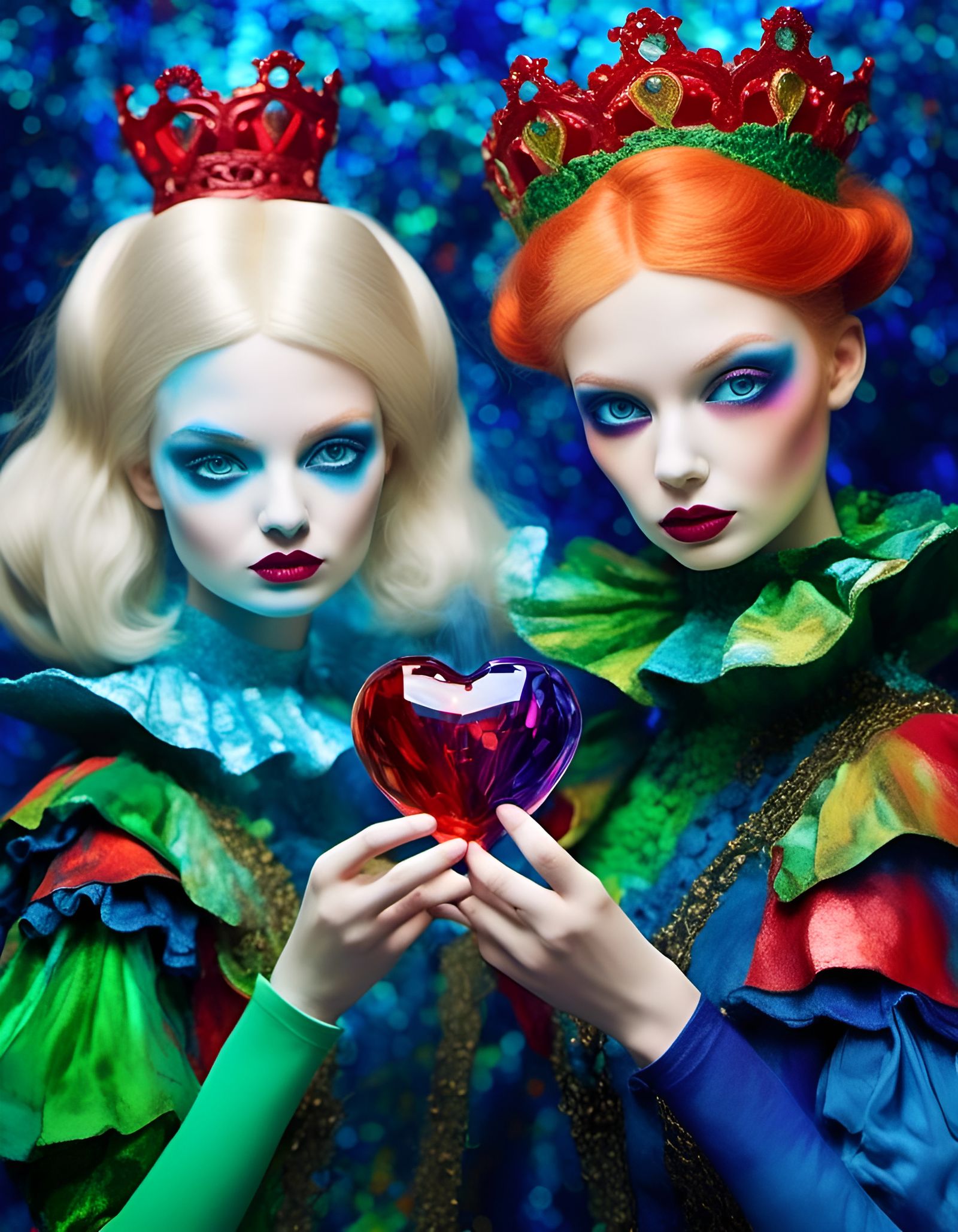 Dichroic Glass Alice and Queen of Hearts in Contemporary Art