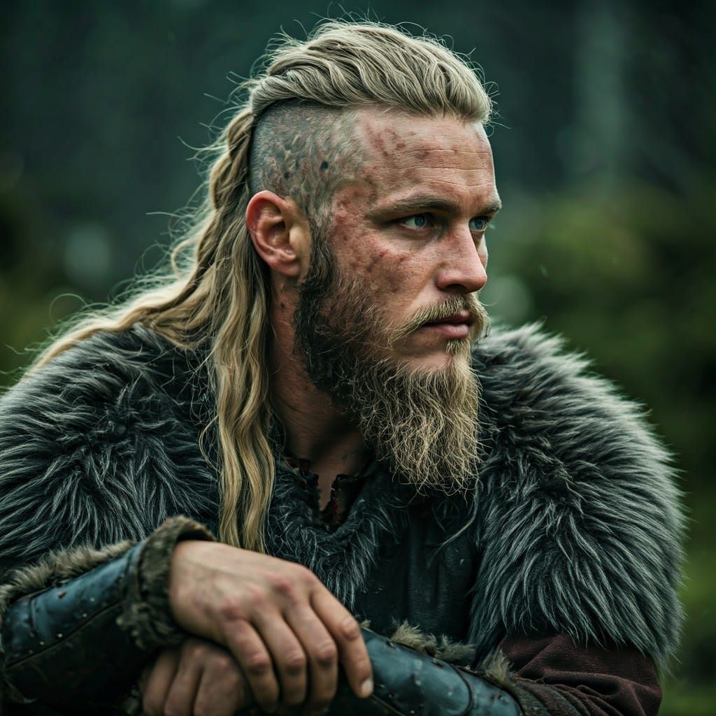 Viking Princess with Companion by Fireplace, Cinematic Style