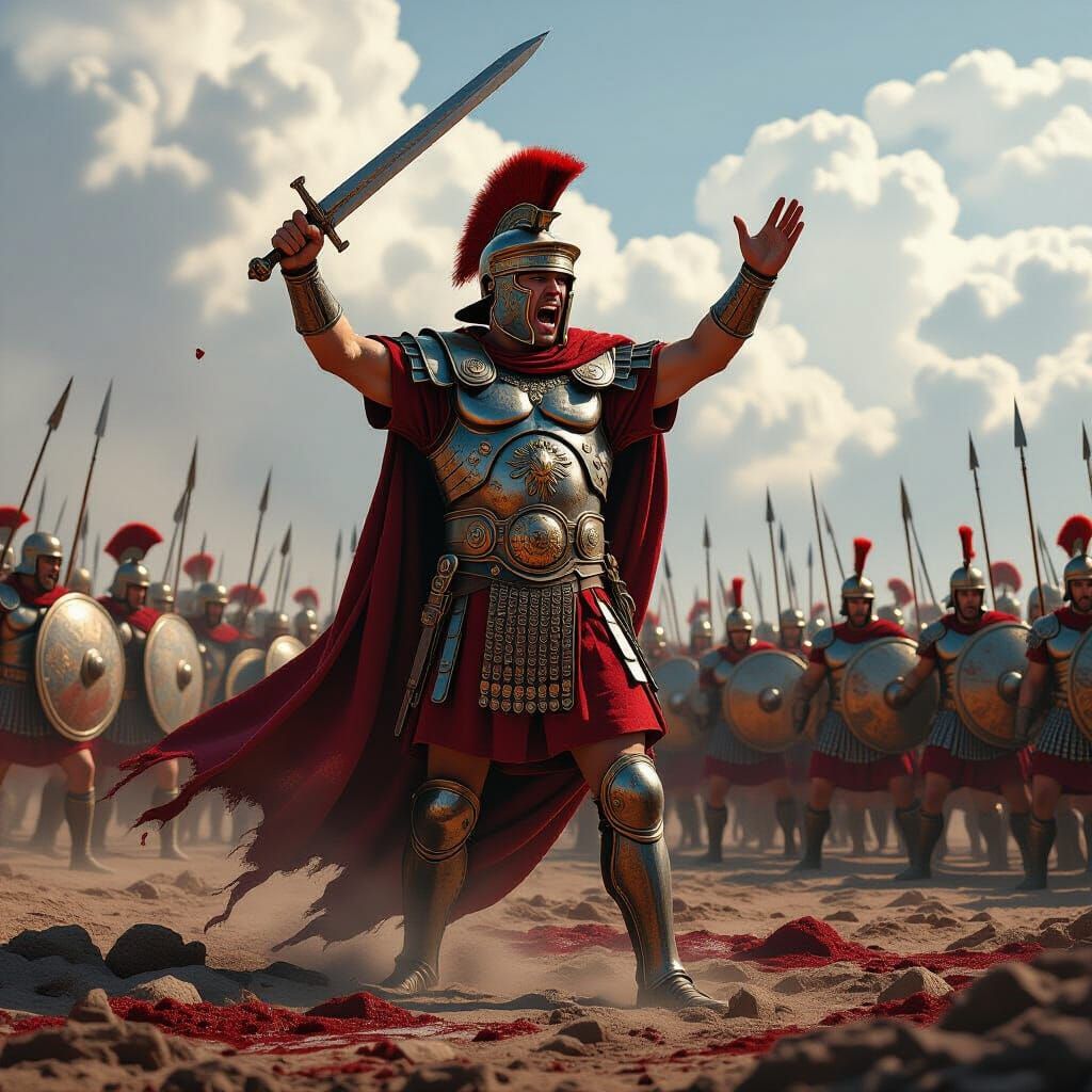 Epic Roman General Leading Legion in Battle