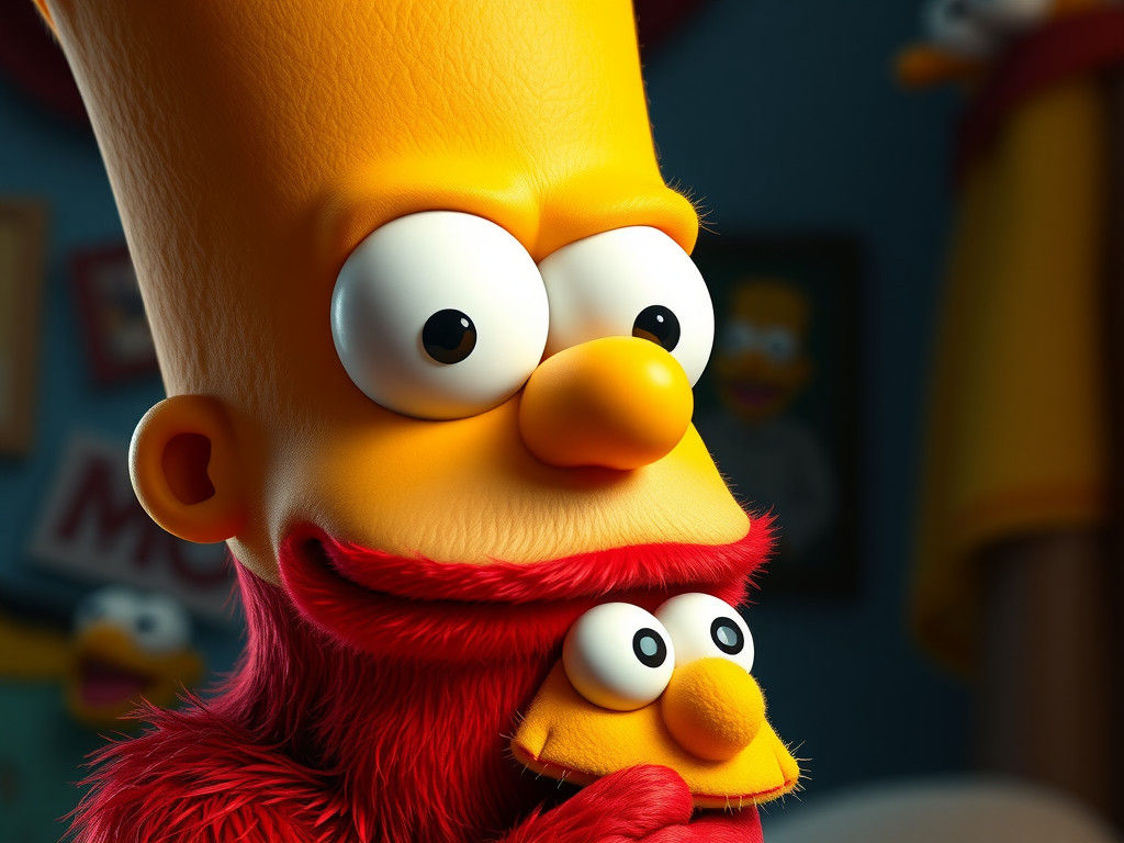 Bart Simpson and Elmo Hyper-Realistic Mashup