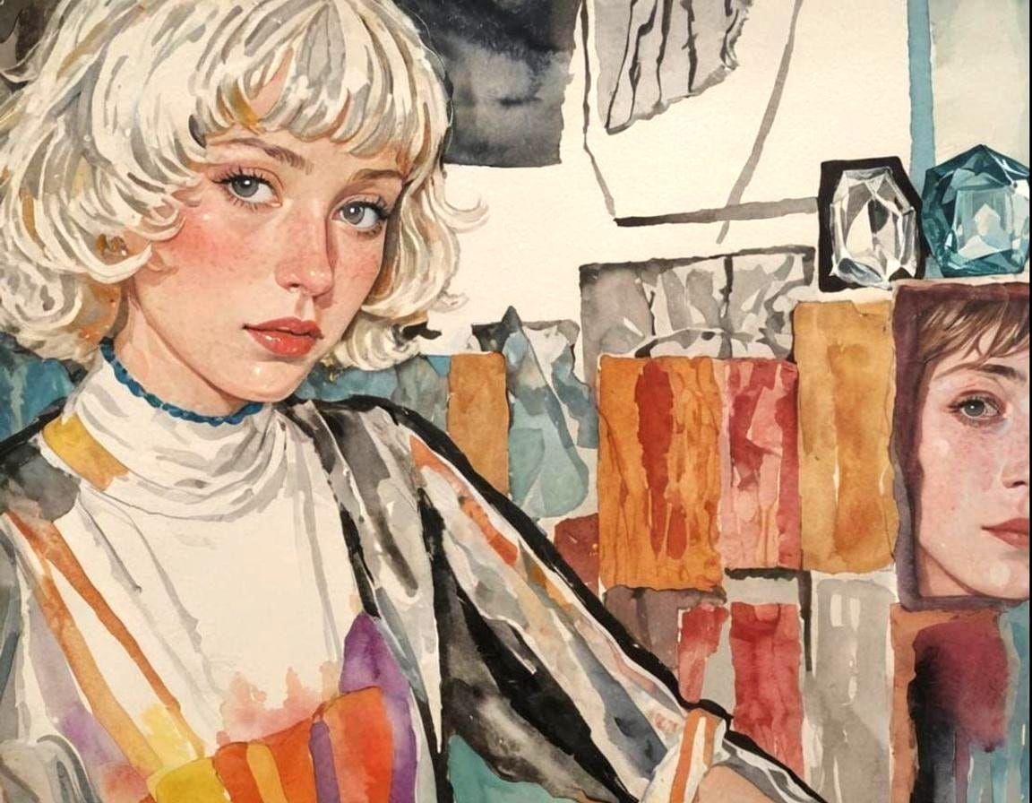 Teenager in 70s Style Room with Crystal Accents