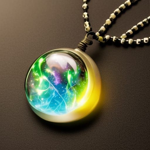 Cosmic Energy Glass Necklace in Hyperrealistic CGI