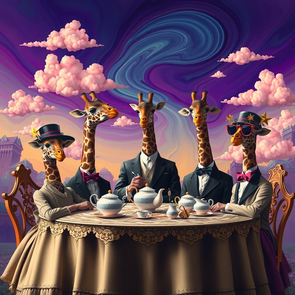 Giraffes' Psychedelic Tea Party, Victorian Surrealism