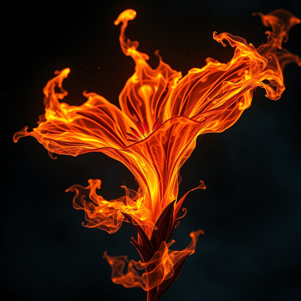 Fiery Flower: Hyperrealistic Digital Art