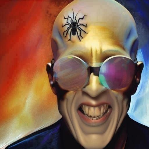 Hyperrealistic Sneering Character in Splash Art Style