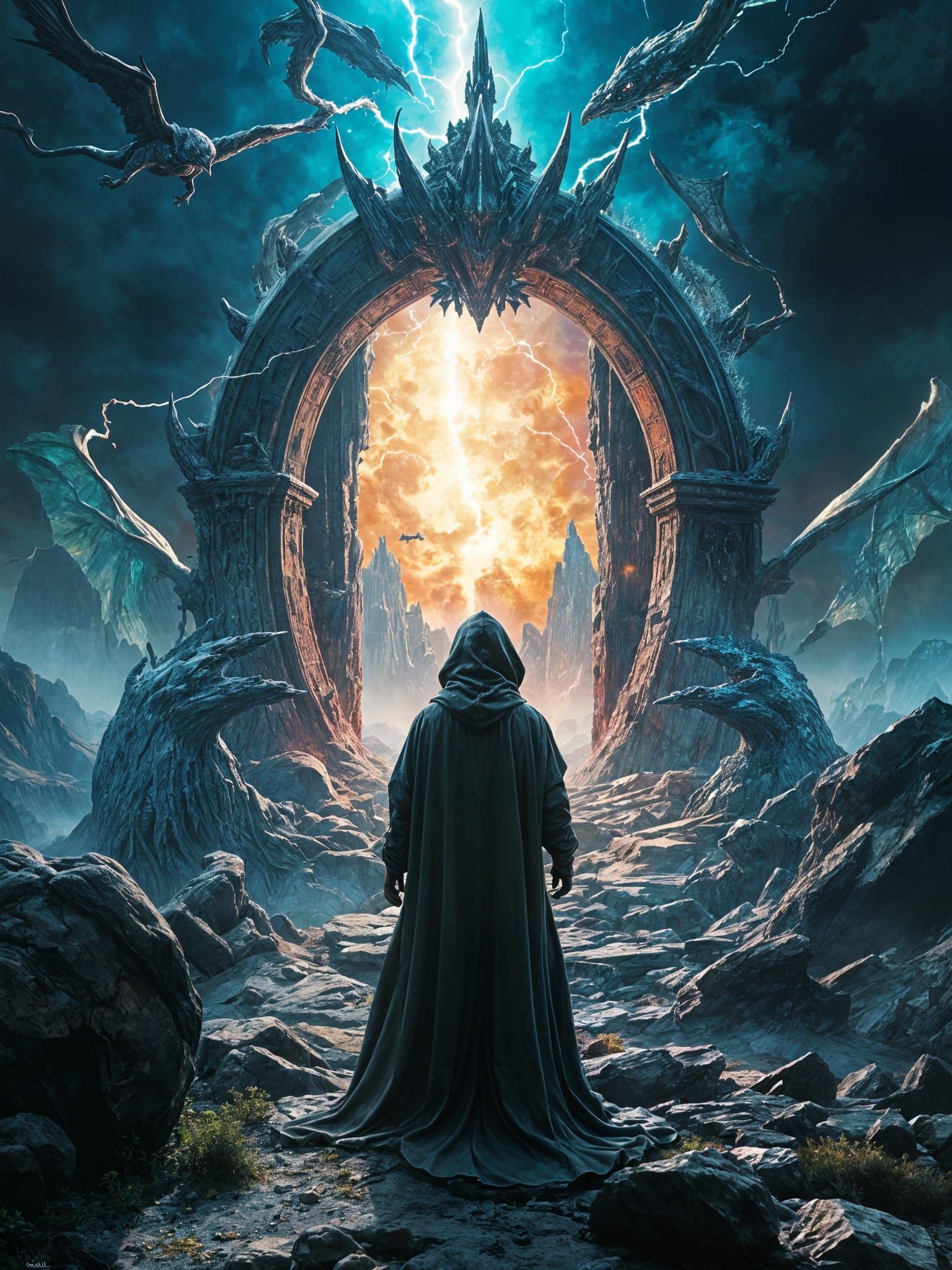 Otherworldly Gate in Dark Surreal Fantasy Style