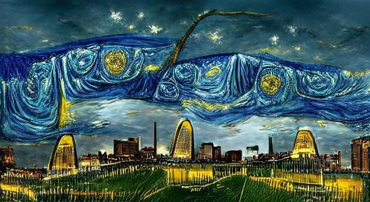St. Louis Arch Under Starry Night Sky