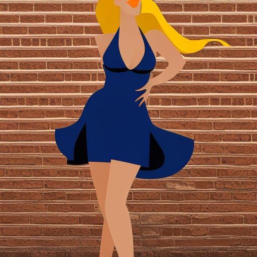 Voluptuous Blonde in Geometric Pop Art Style