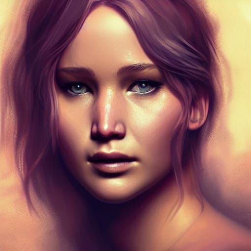 Jennifer Lawrence Portrait in Art Nouveau Style