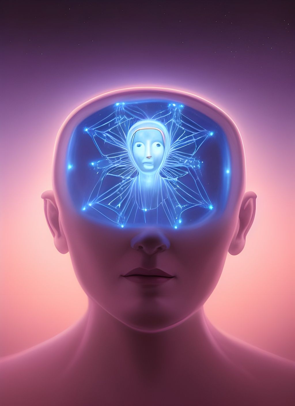 Ethereal Robot Portrait in Surreal Style