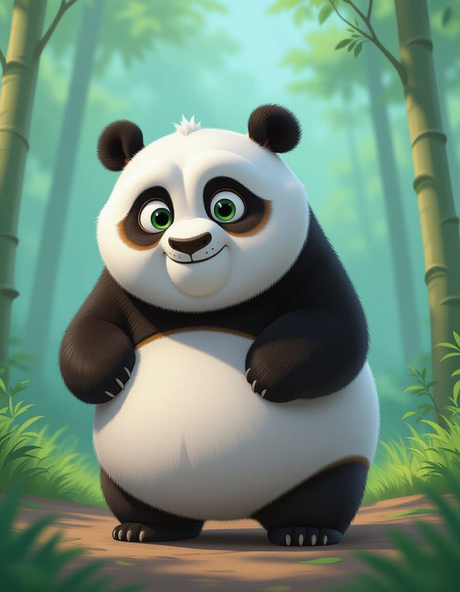 Adorable Panda with Big Eyes in Pixar Style