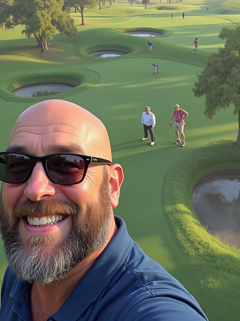 Lawyer Enjoying Golf Course, Expressive Painting