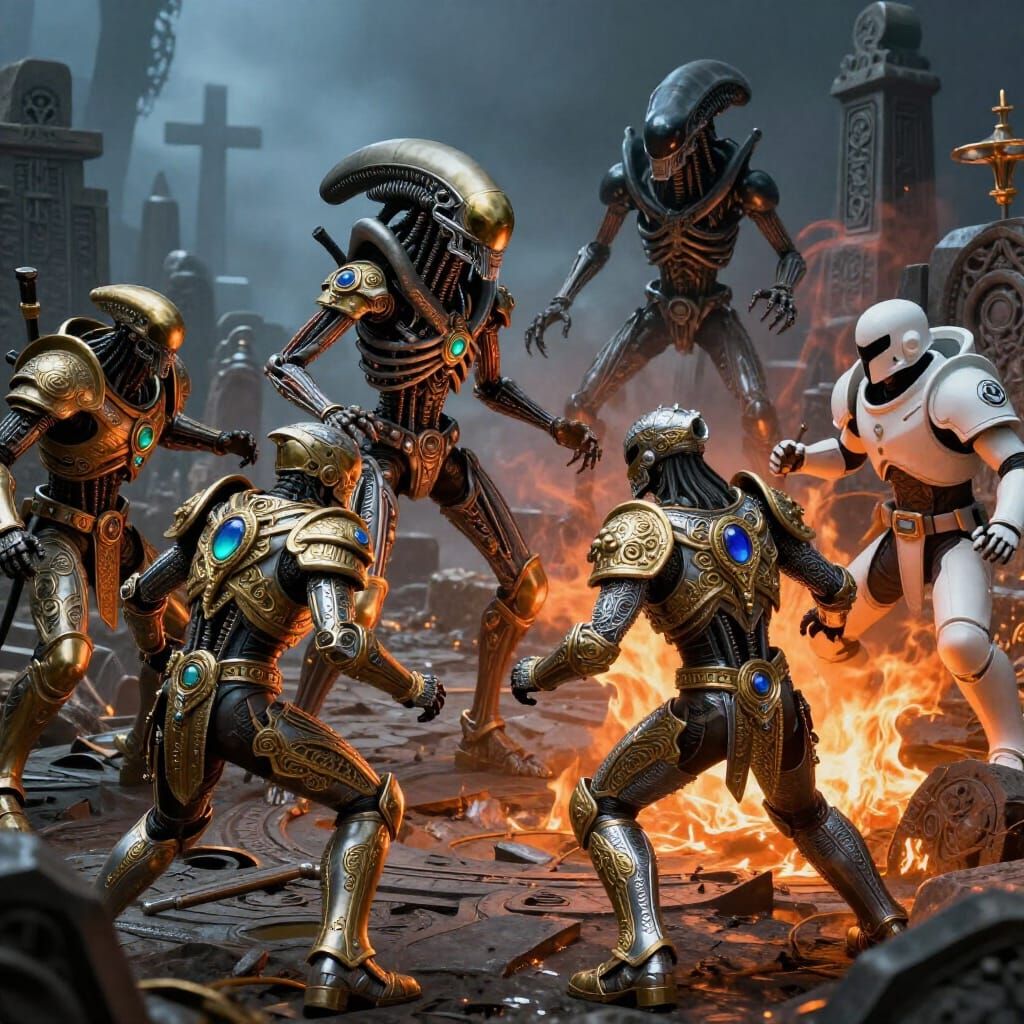 Epic Sci-Fi Battle: Terminators Clash with Xenomorphs