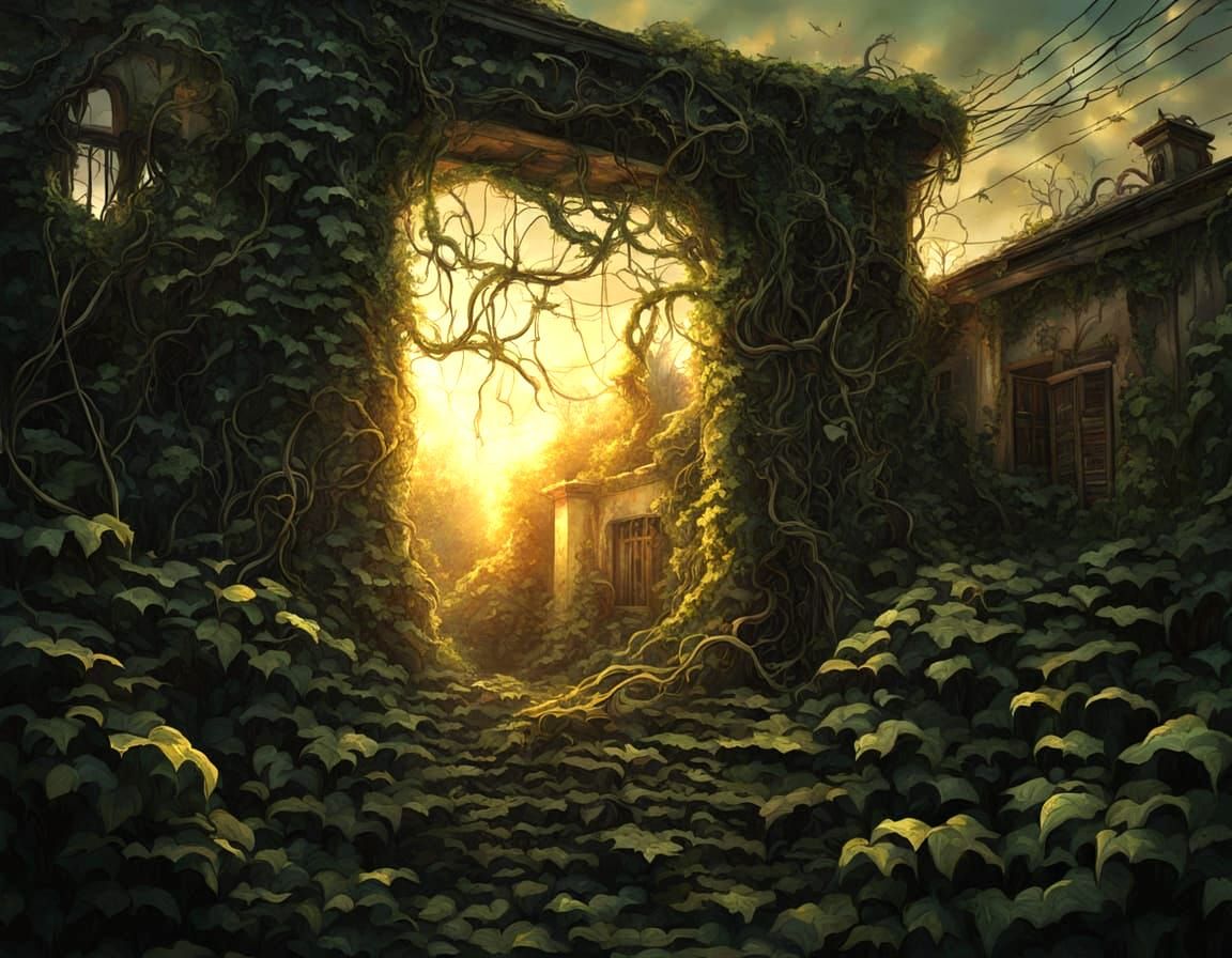 Overgrown Creepy Garden Scene