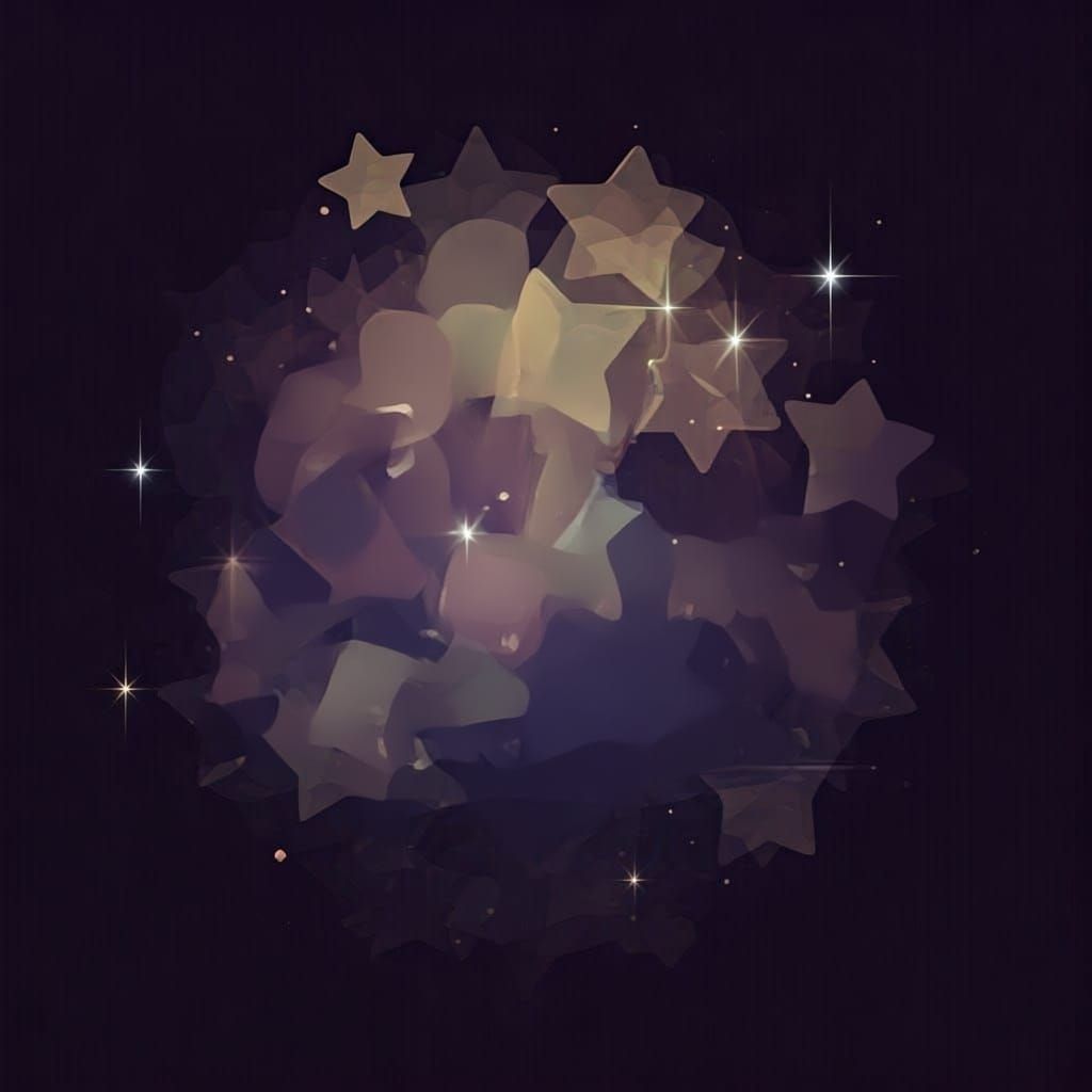 Whimsical Metallic Text with Multicolored Starry Background