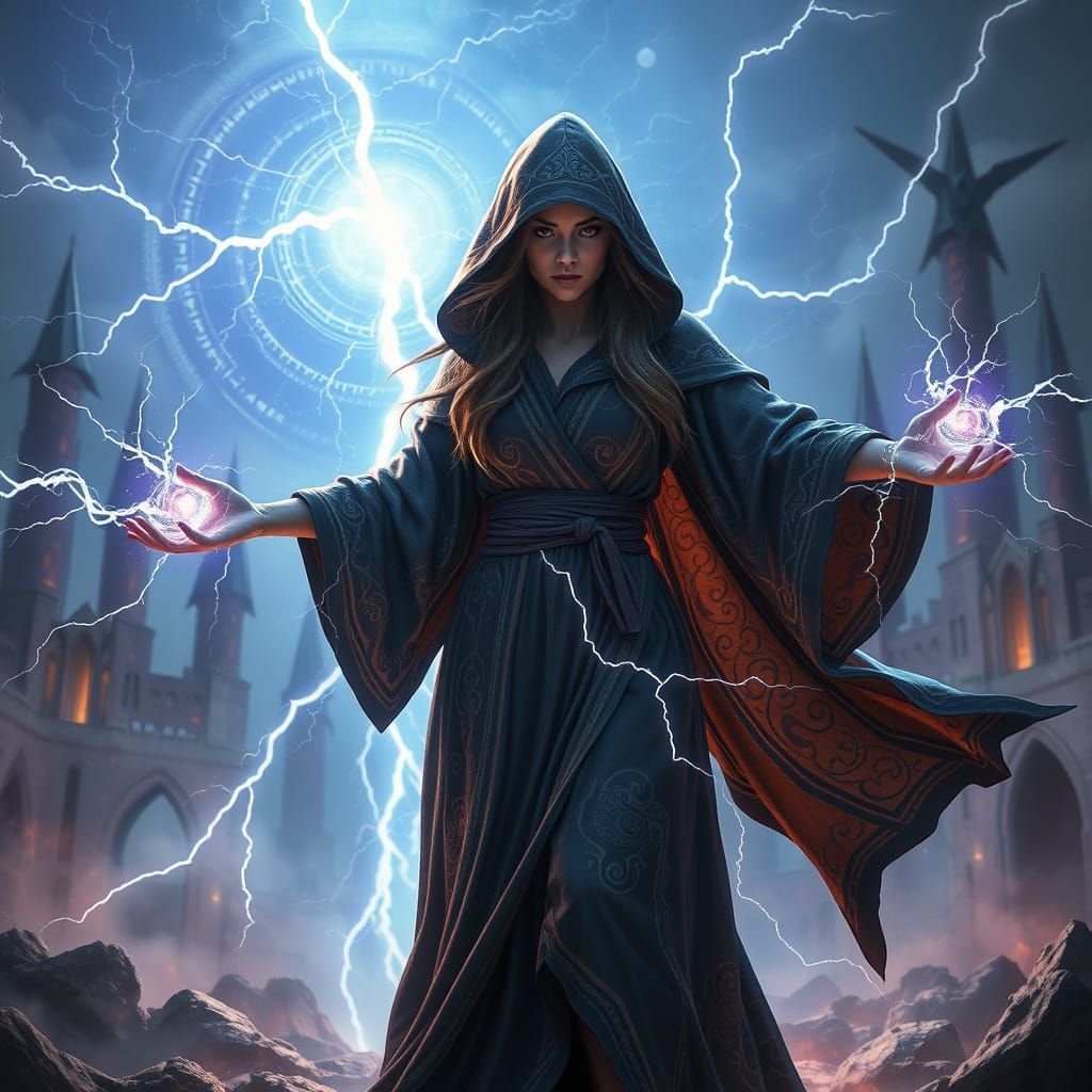 Electric Sorceress Unleashes Stormy Fury