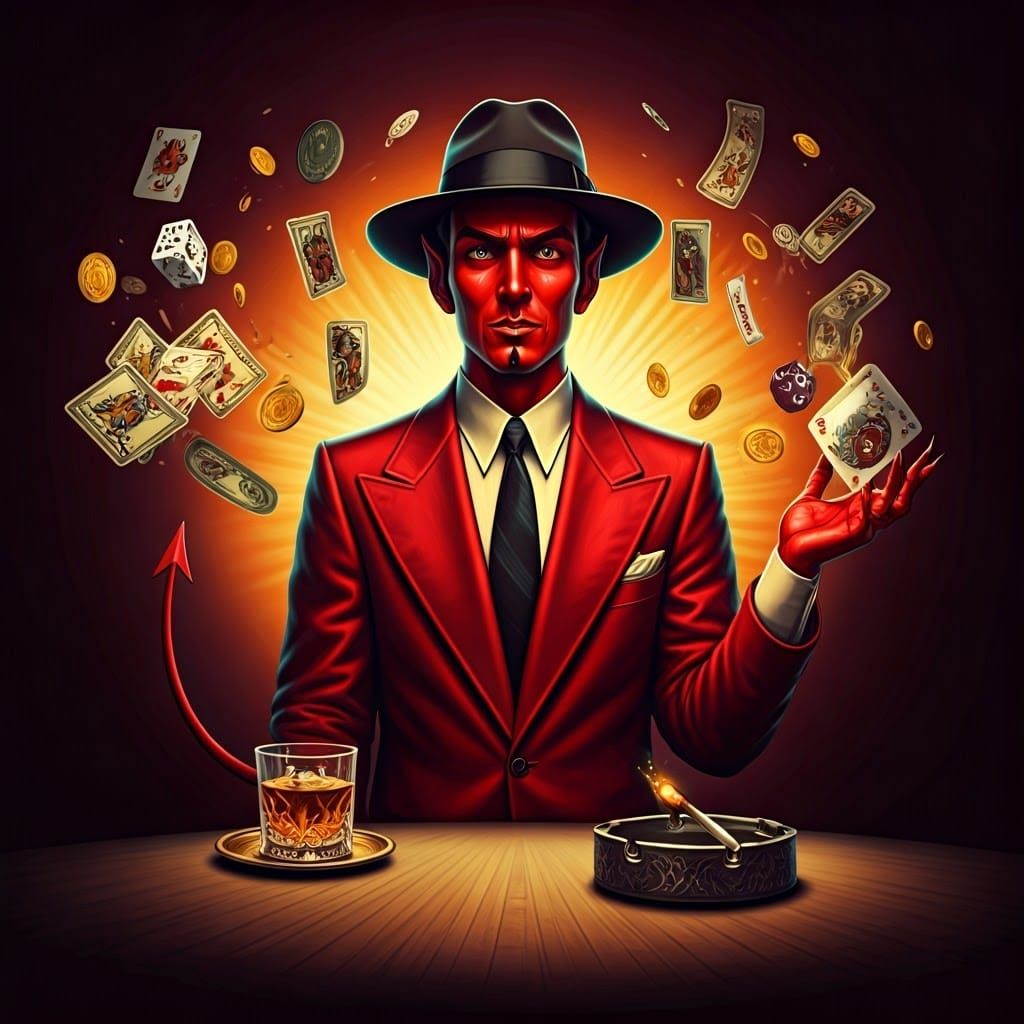 Surreal Devil at the Crossroads in Vintage Style