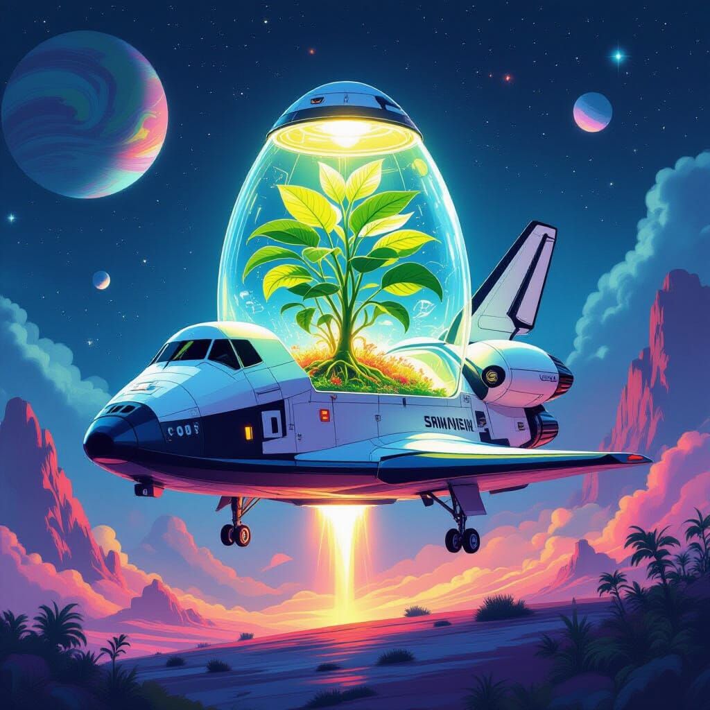 Fantastical Spaceship Lands on Alien Planet