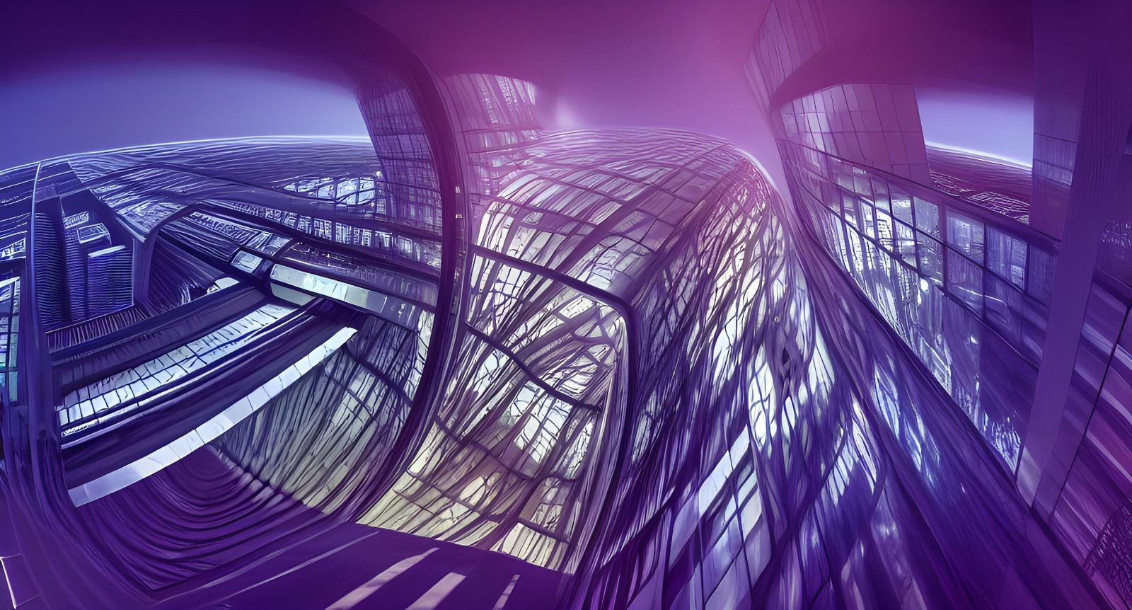 Futuristic Corporate Complex in Cyberpunk Style