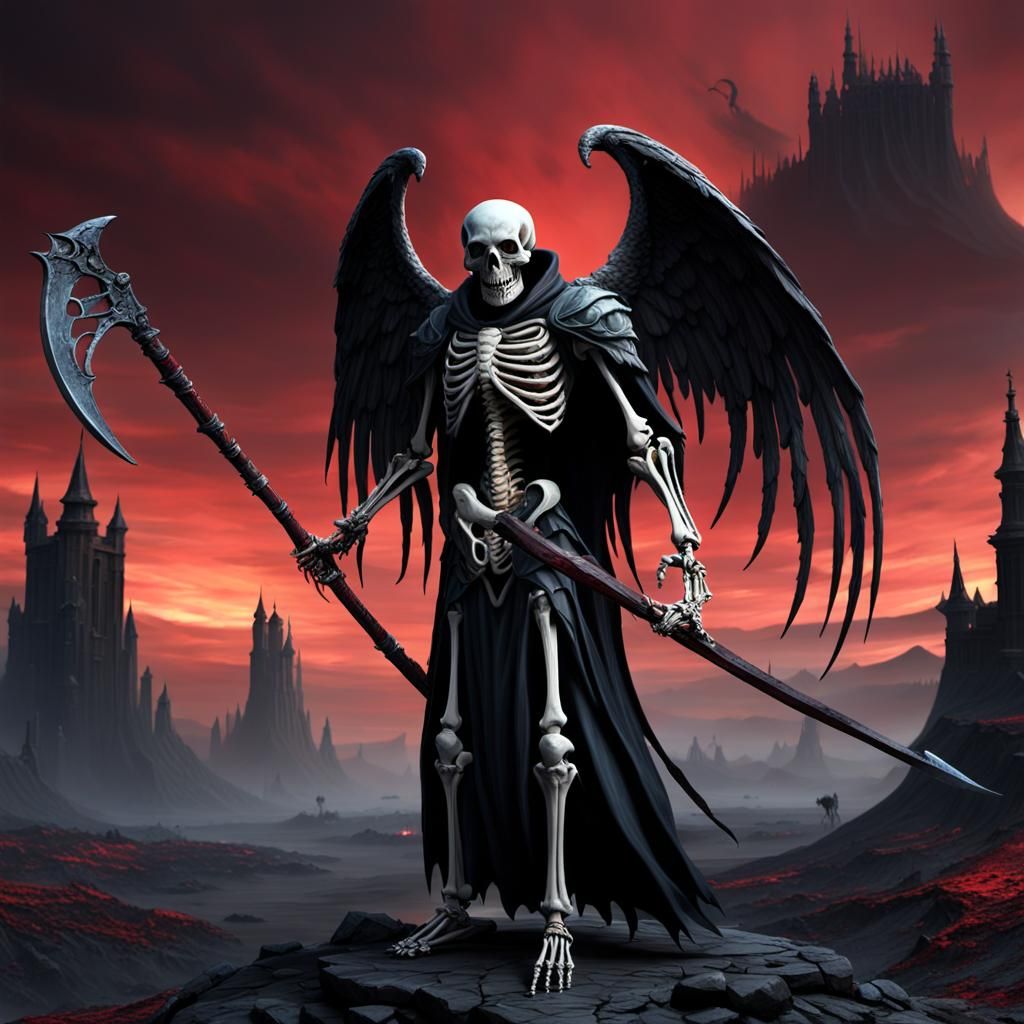 Skeleton Angel in Dark Gothic World: 3D Rendering