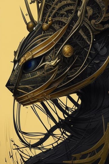 Armored Cat Portrait in Surrealist Style