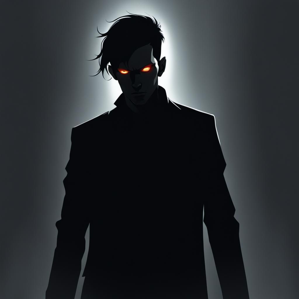 Monstrous Silhouette with Glowing Eyes