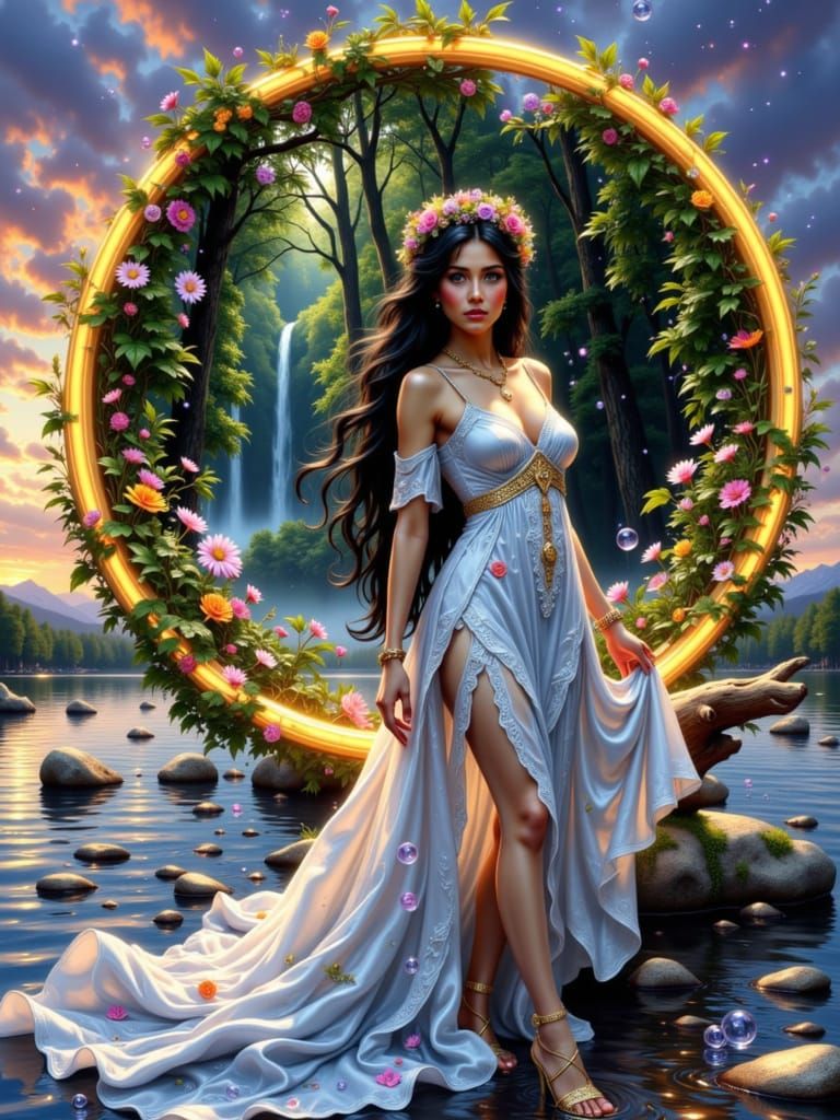 Goddess in Portal Ring, Fantasy Airbrush Art