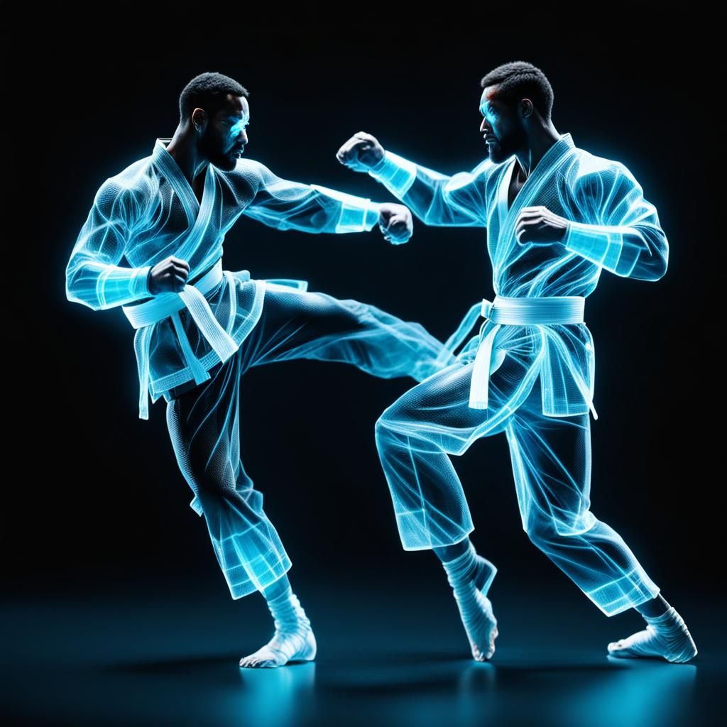 3D Hologram of Martial Artists Sparring