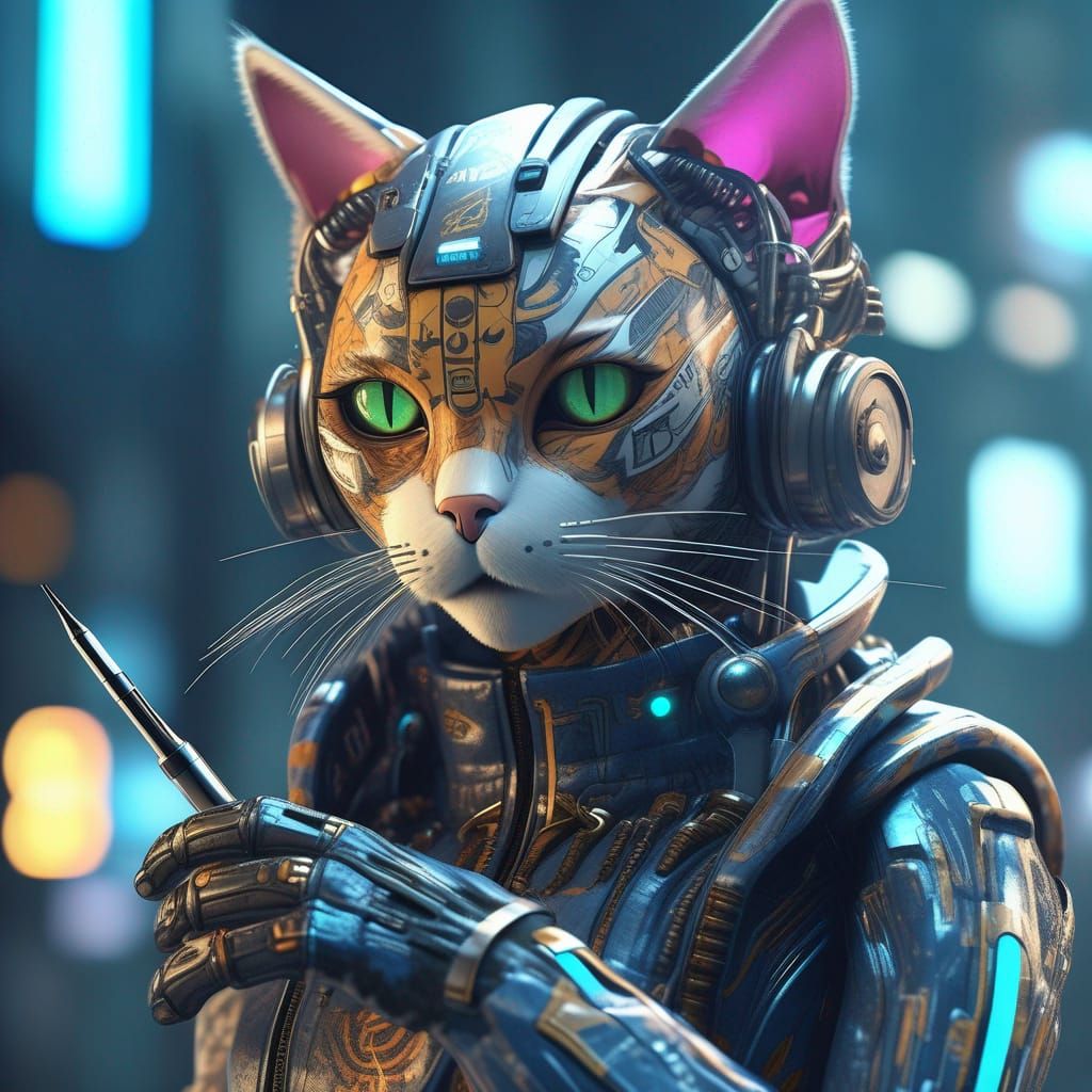 Cat is a cyberpunk graphic designer!!