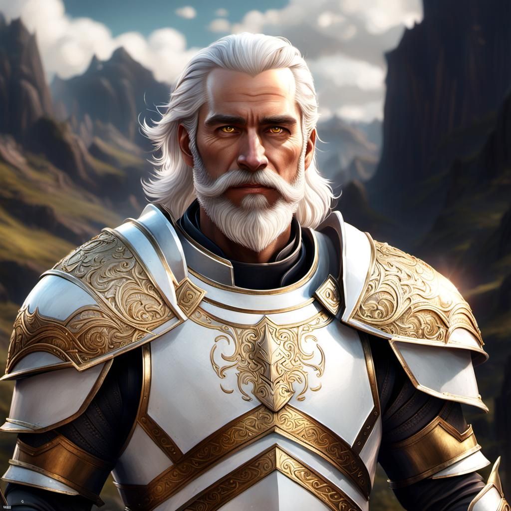 Young Paladin with Golden Eyes, Digital Matte Painting