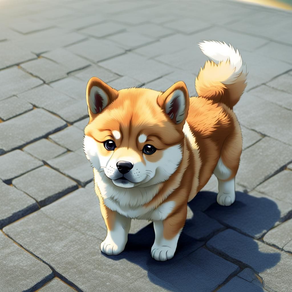 Anime Style Shiba Inu Puppy Art