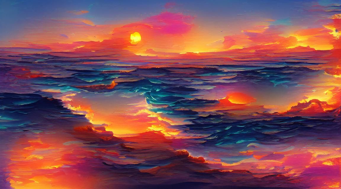 Picturesque Ocean Sunset Reflecting Warm Colors