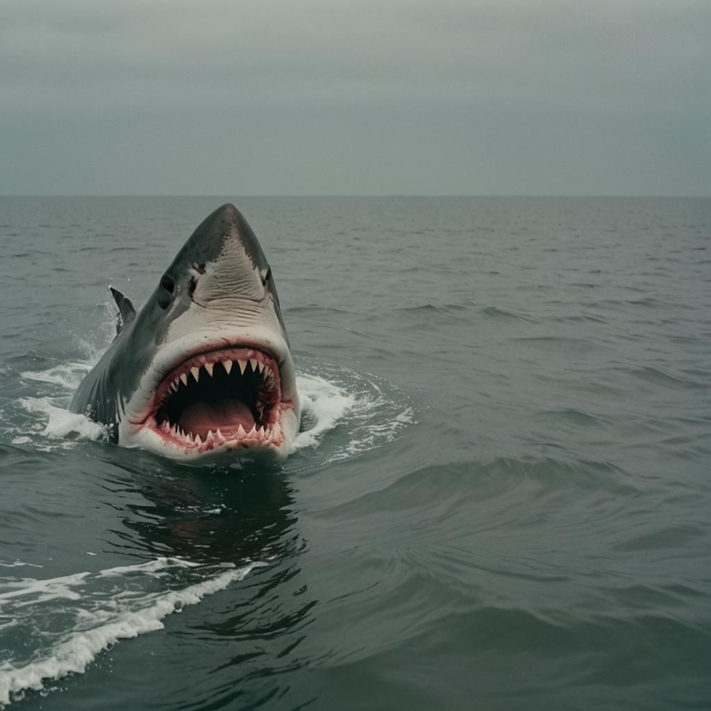 Dramatic Film Still of Jaws the Shark