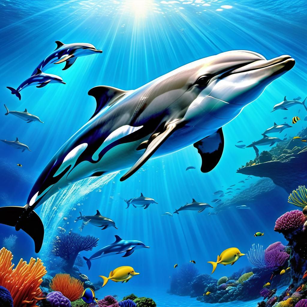 Dolphin in Natural Habitat as Matte Painting