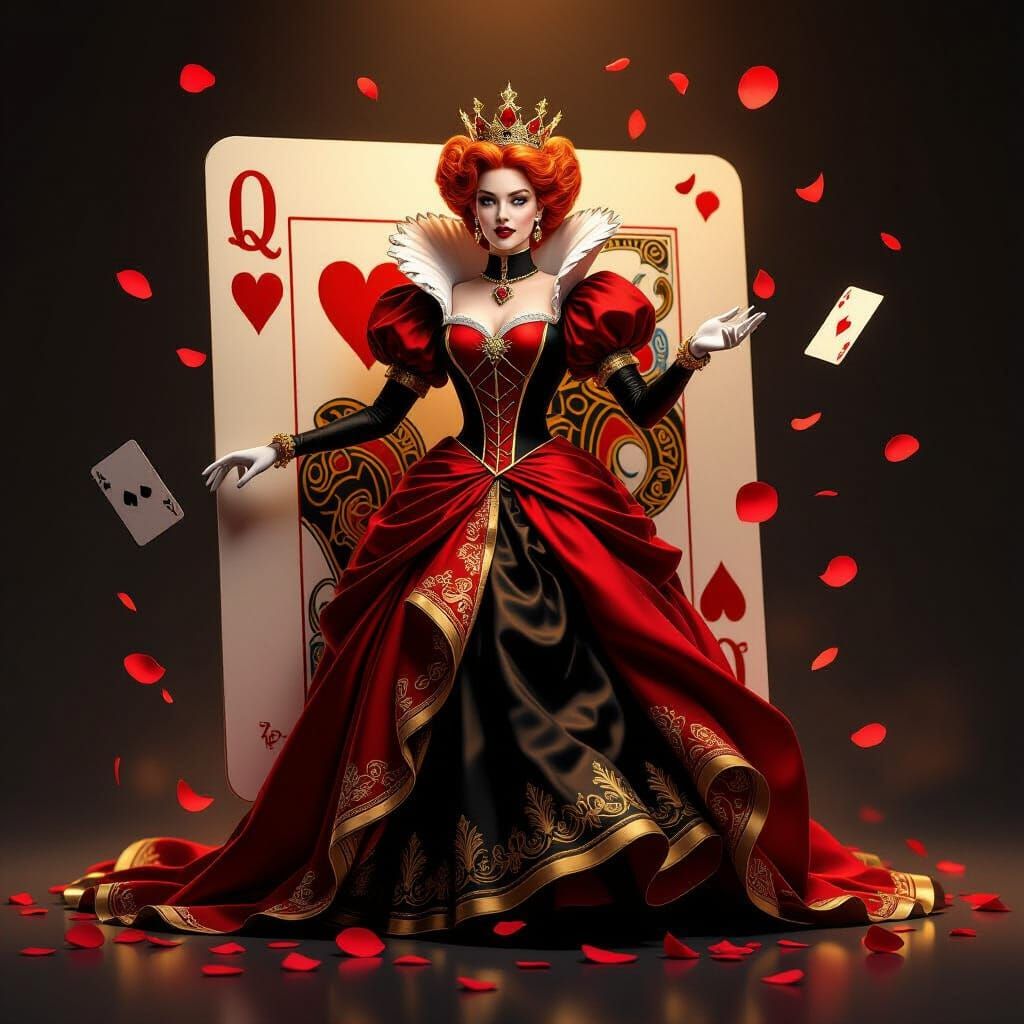 Queen of Hearts Emerges in Hyper-Realistic 3D Digital Art