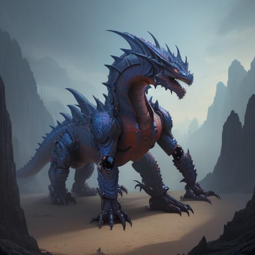 Robot Dragon: Detailed Matte Painting in Deep Color