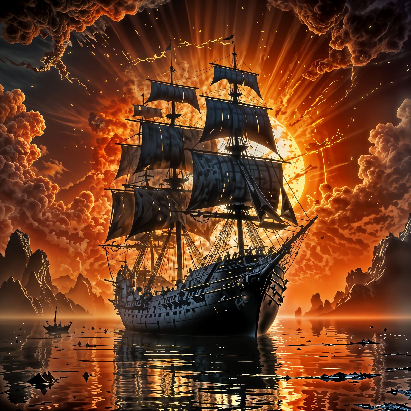 Sailings boat in the red sunset