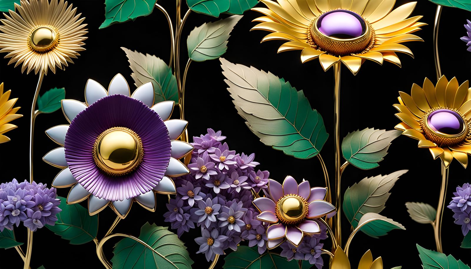 Kinetic Metal Flowers Sculpture in Biopunk Style