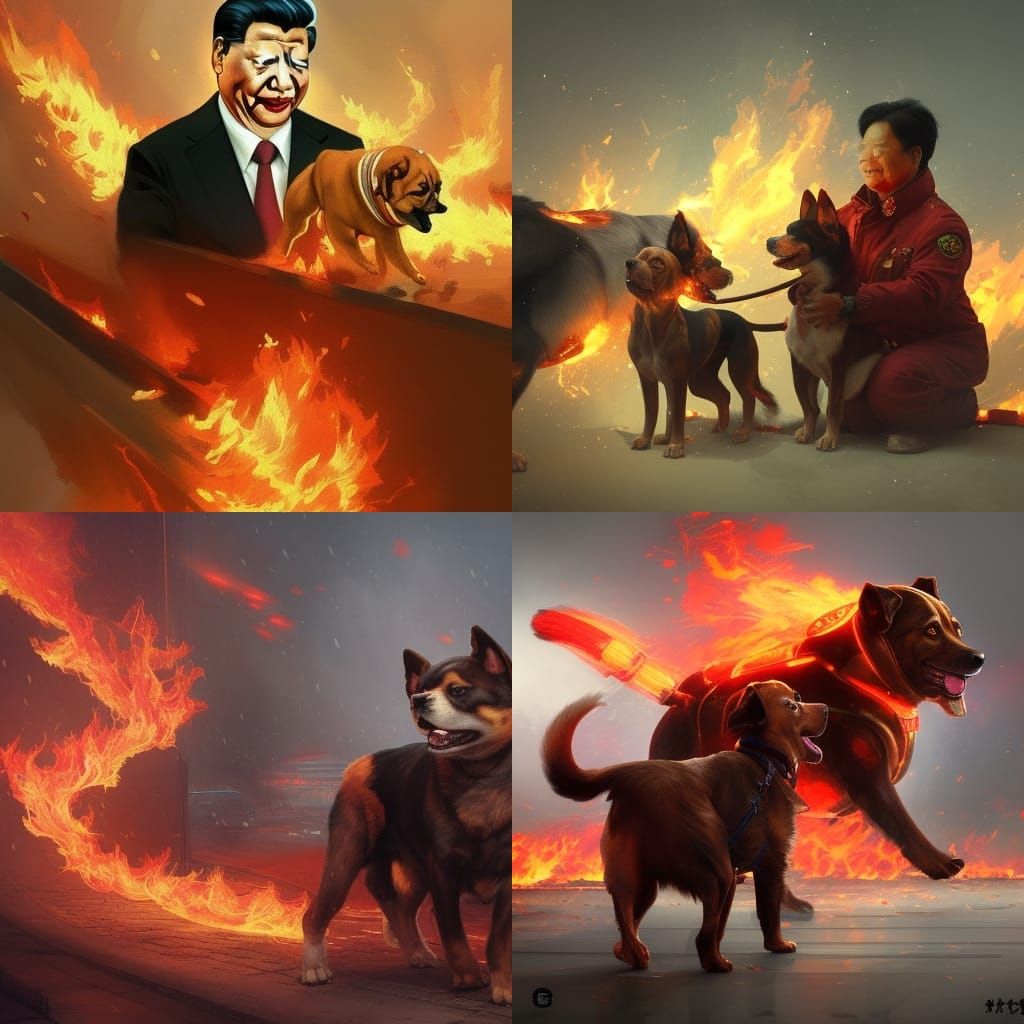 President Xi Jinping Rescuing Dogs: Hyperdetailed Concept Ar...