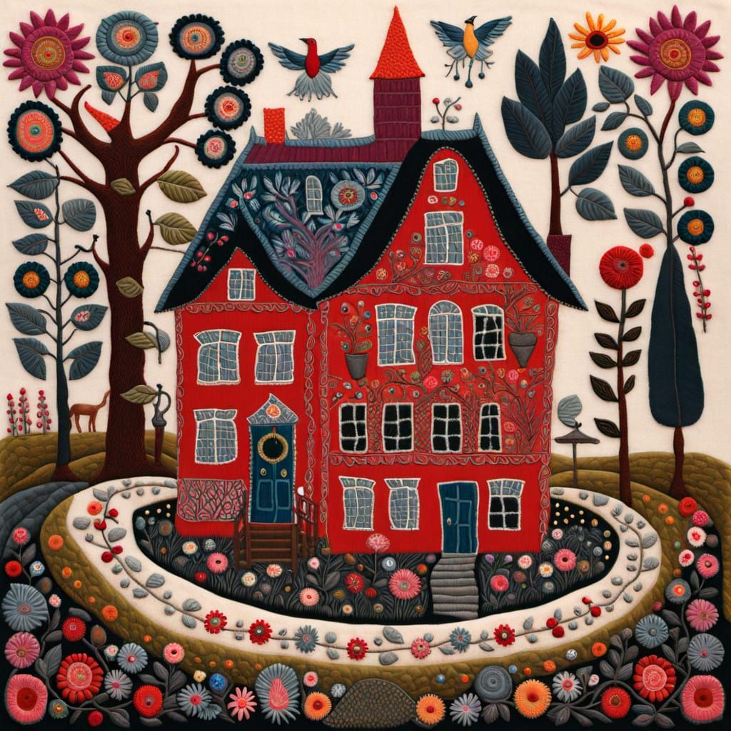 The House Embroidered in Textile Art