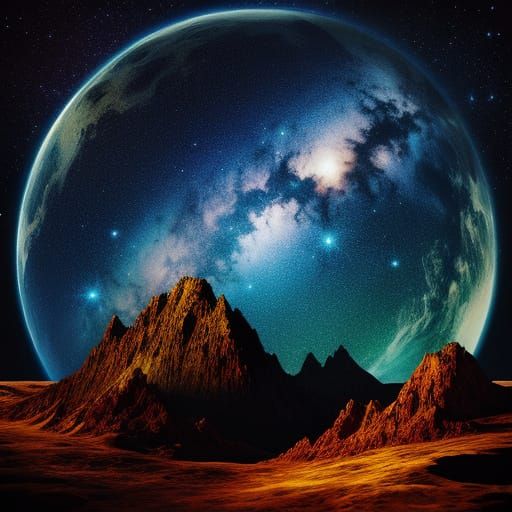 Cosmic Odyssey in Vibrant Digital Art