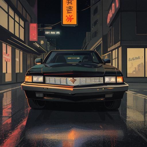 Cadillac El Dorado with Bull Horns in Anime Style