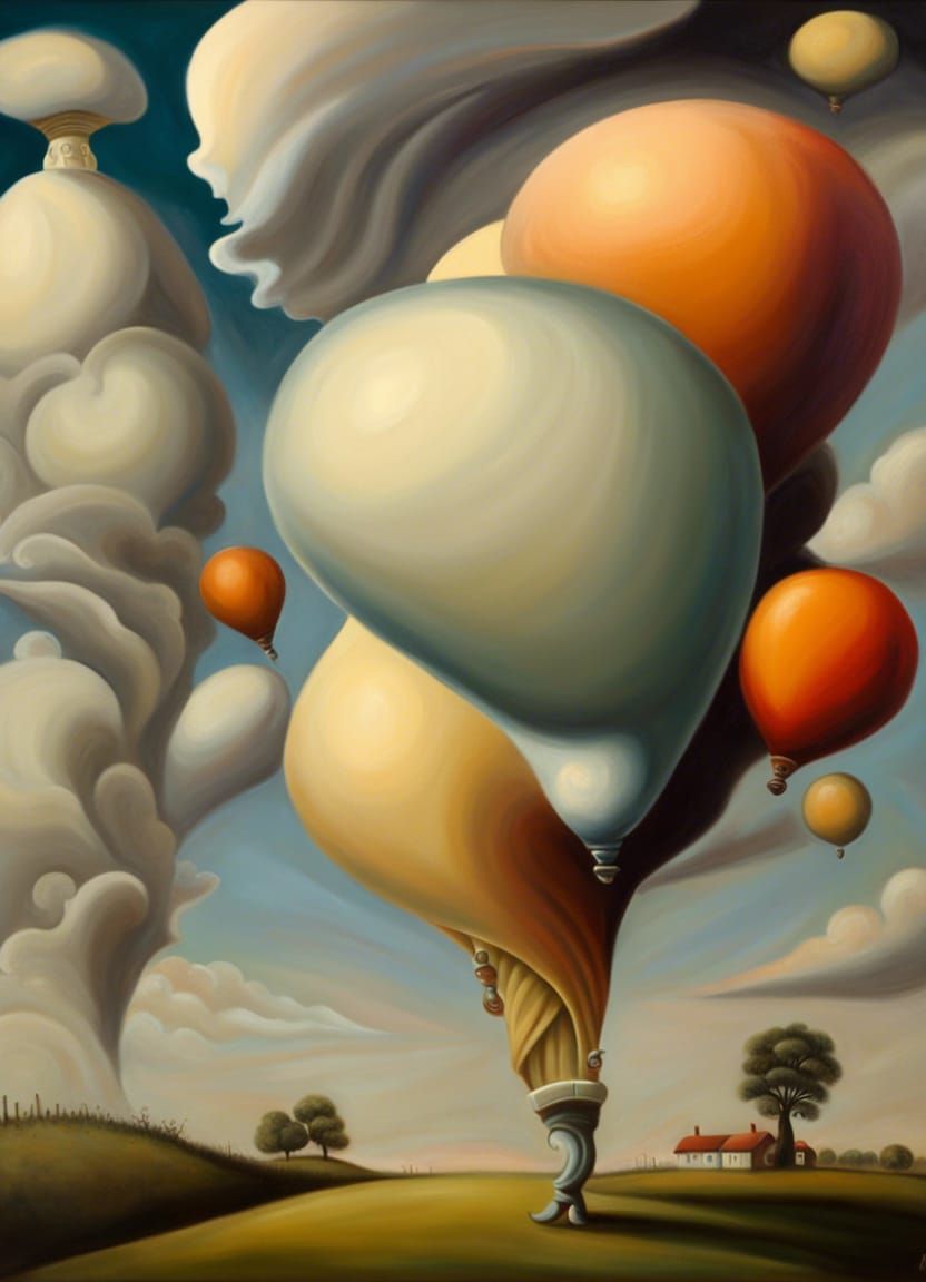 Surreal Bloomers: Billowing Oil Painting