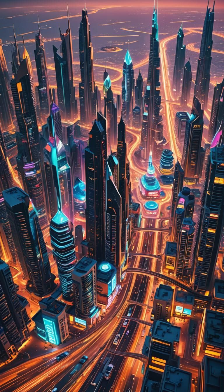 Futuristic Dubai Cityscape in Fauvist Expressionism