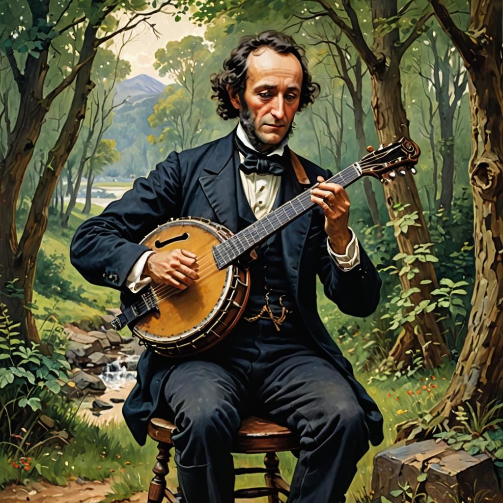 Mendelssohn's Banjo Serenade: An Oil Painting