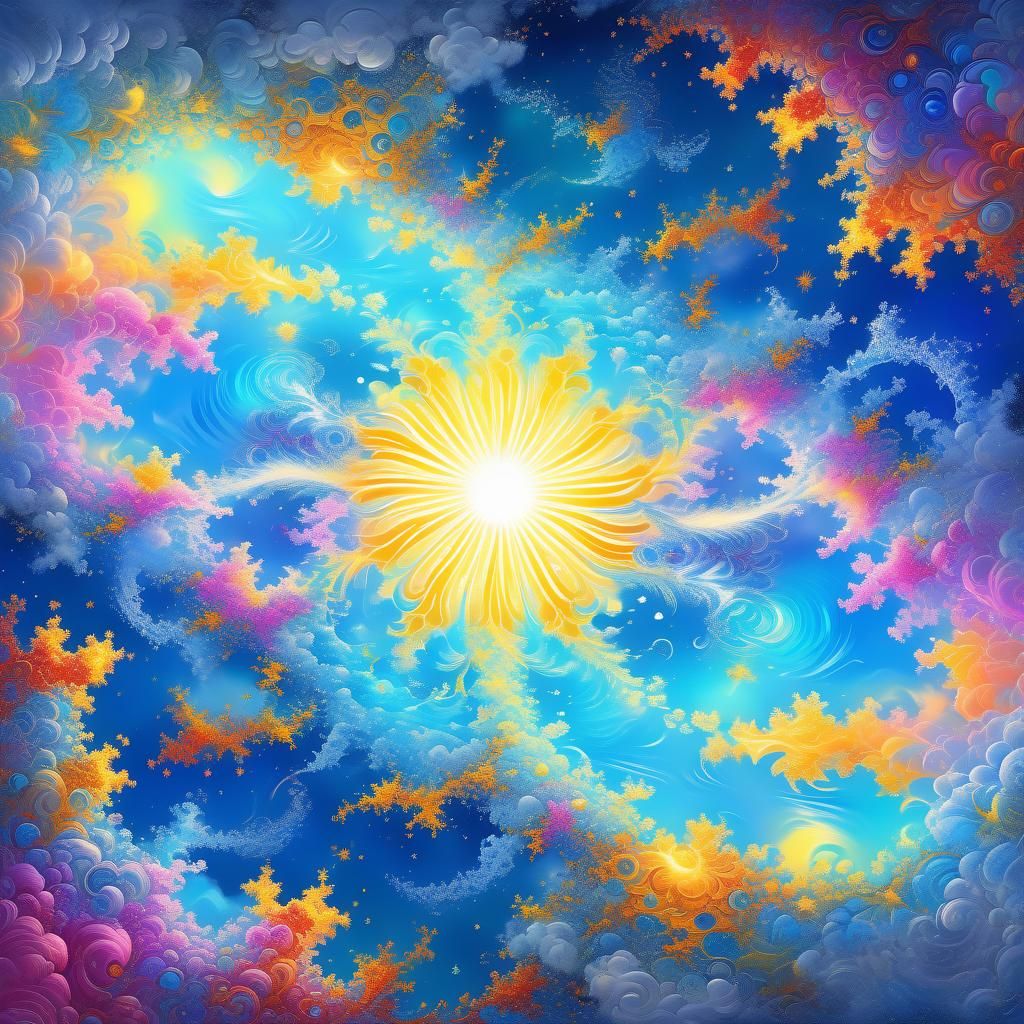 Ethereal Sunshine Beams Through Heavenly Clouds