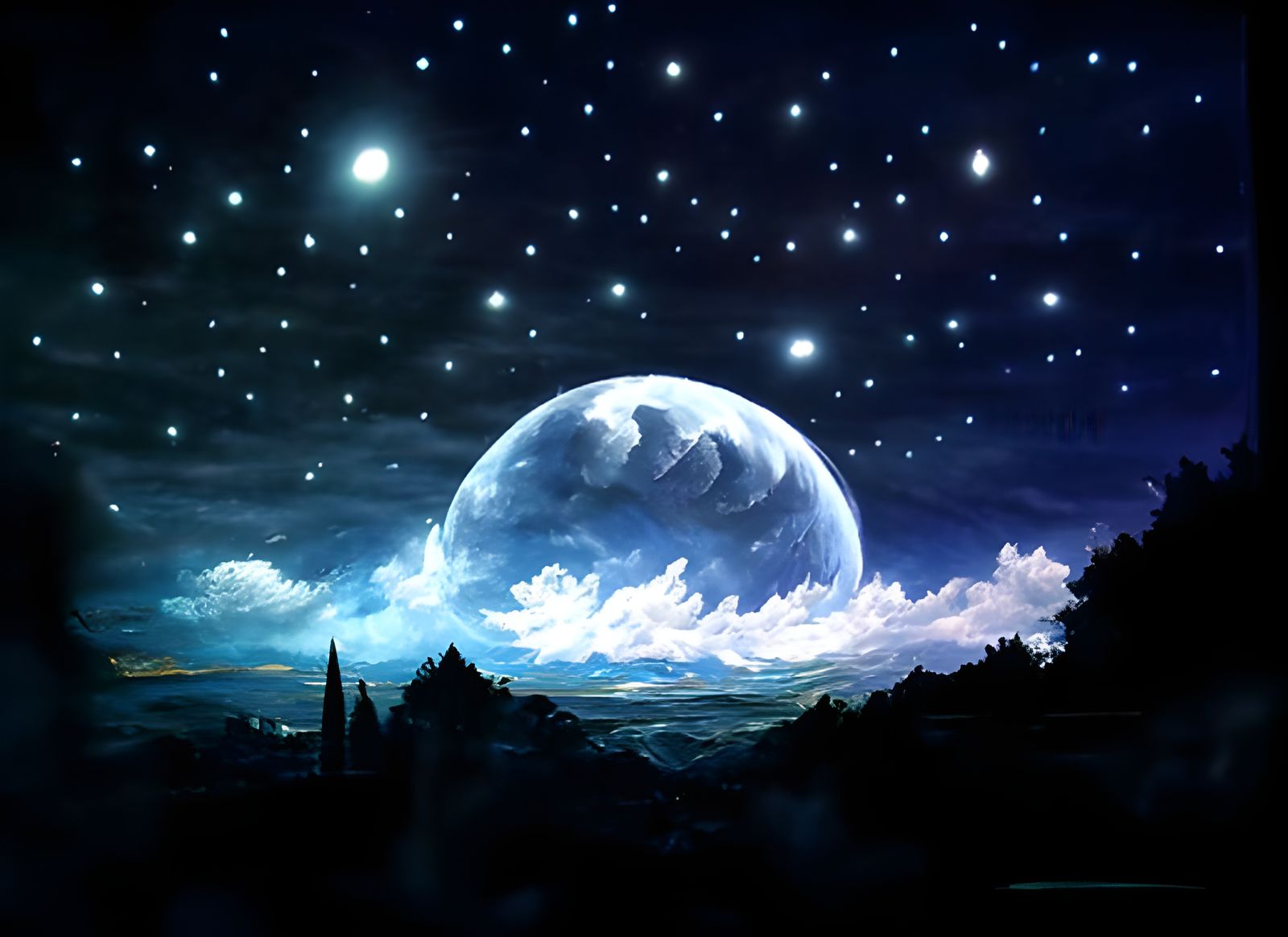 Moonrise Over the Ocean