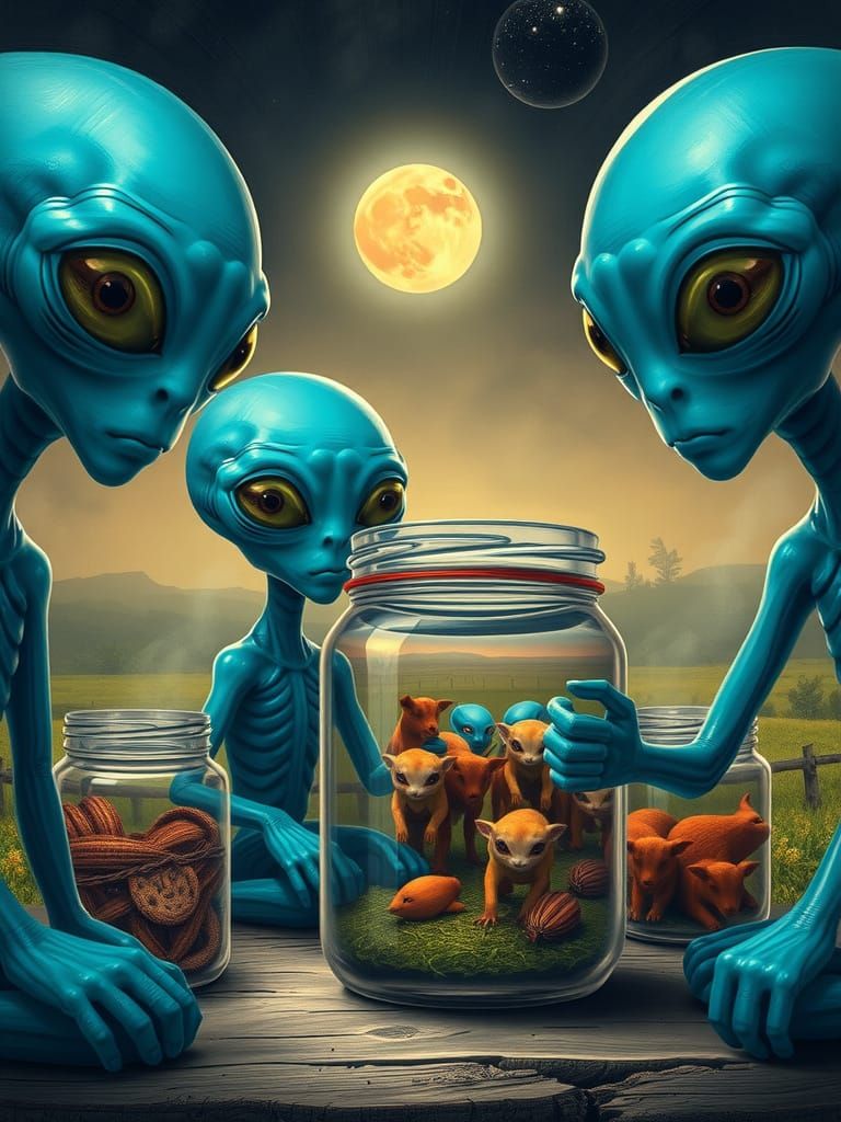 Alien Encounter in a Vintage Jar